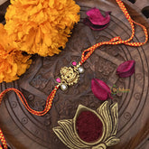 Vriksham RakshaBandhan Kundan Jadau Lakshmi Pendant Rakhi-Red White-G18972